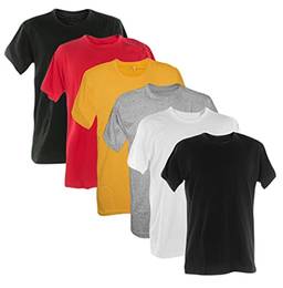 Kit 6 Camisetas 100% Algodão (Musgo, Vermelho, Ouro, mescla, branco, preto, G)