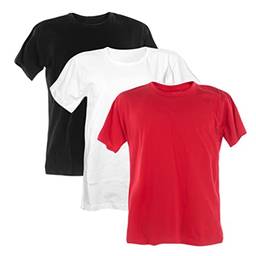 Kit 3 Camisetas Poliester 30.1 (Preta, Branca, Vermelho, G)