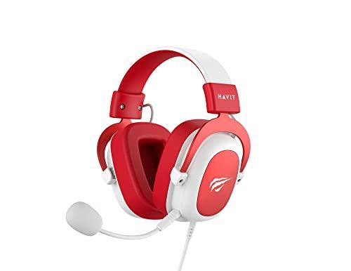 Headphone Fone de Ouvido Havit HV-H2002d Red, Gamer, com Microfone, Falante 53mm, Plug 3, 5mm: compatível com XBOX ONE e PS4, HAVIT, HV-H2002d Cor Vermelho e Branco