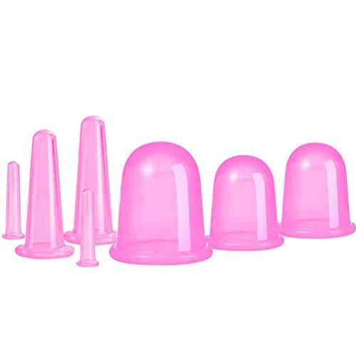 EXCEART Cupping Cup Sets 7Pcs Silicone Anti Cellulite Cup Ventosas a Vácuo Facial Cupping Sets Body And Face Massager para Adultos Com Saco Rosa