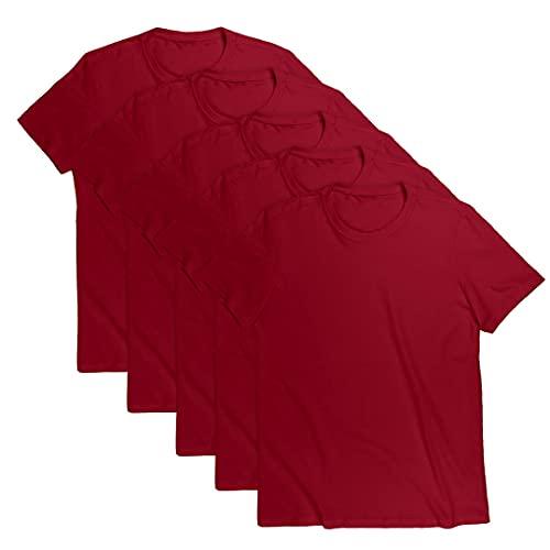 Kit com 5 Camisetas Básicas Masculina T-shirt Algodão (Vermelho, M)