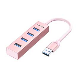 LENTION Hub USB 3.0 com 4 portas tipo A, adaptador USB multiportas, compatível com MacBook Air/Pro 2009-2015, Surface Pro/Book, Chromebook, Mais, Driver estável certificado Ultra Slim Hub(CB-H22s, ouro rosa)