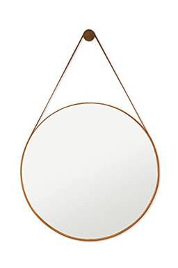 Espelho Redondo Decorativo Adnet Escandinavo 60cm + Suporte Caramelo