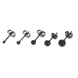 KKcare Conjunto de 5 pares de brincos para orelha redonda de aço inoxidável cirúrgico com bolas redondas e tamanhos variados para homens e mulheres