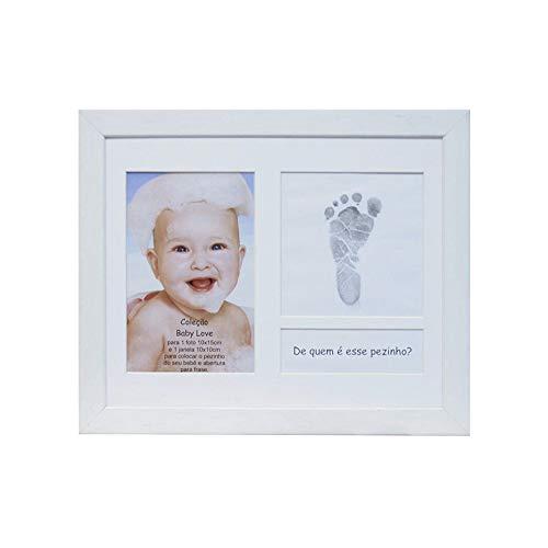 Porta Retratos Baby Love por 1 10X15 com Janela 10X10 e Abertura Para Escrever 27X22cm Kapos Branco
