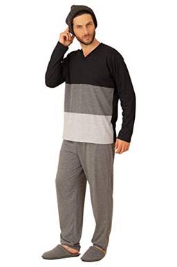 ML Dec. V Com Calça/RF 060091 Pzama, Pzama, Conjunto de Pijama, M, Pijama manga longa com calça. Pijama produzido em meia malha e modelagem confortavel. Blusa com recortes frontais e calça basica.