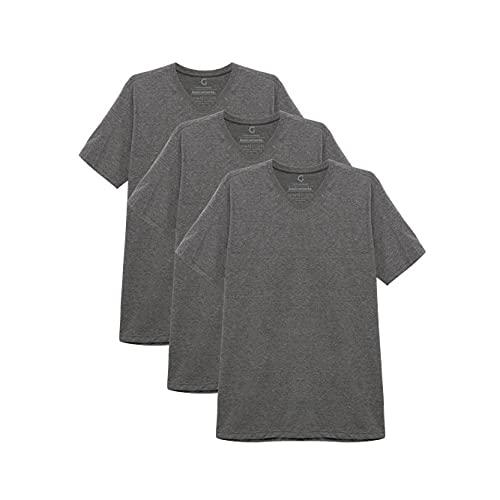 basicamente. Kit 3 Camisetas Gola V Masculina; Mescla Escuro XGG