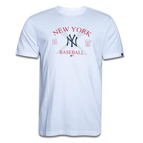 Camiseta New Era Regular MLB New York Yankees Core Manga Curta Branca Branco