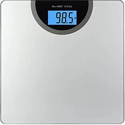 Balança digital de peso corporal BalanceFrom para banheiro, com tecnologia Step-On e tela de fundo, 180 kg, regular, prata