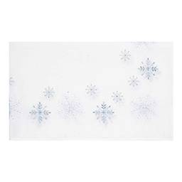 Toalha de Mesa Natalina 4 Lugares 160 x 160 cm Flocos de Neve Cromus, Branco/Azul