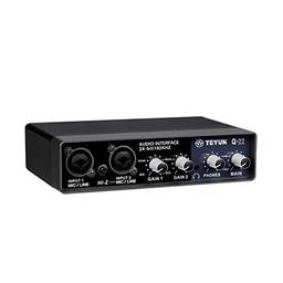 Q-22 Profissional Placa De Som Audio Mixer 2 Canais 24 bits/192KHZ USB 2.0 Mesa De Som áudio monitor guitarra elétrica