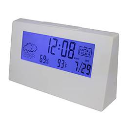 Mibee Relógio LCD meteorológico, temperatura, umidade, despertador, função soneca, relógio de cabeceira, relógio eletrônico