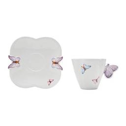 Conjunto de 6 Xícaras para Chá de Porcelana Rojemac Branco / Rosa