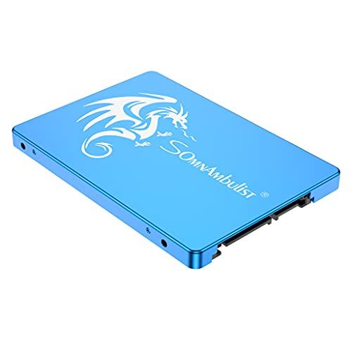 Somnambulist Disco rígido interno SSD 480GB SATA III 6GB/S 2,5”7mm 3D NAND Chip Up To 520 Mb/s (Azul Dragão-480GB)