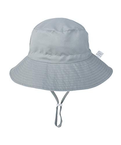 Chapéu de sol para bebê verão chapéus para menino de bebê UPF 50+ Proteção solar para criança chapéu balde para bebê menina boné ajustável (cinza, 44-46 cm / 3-6 Months)