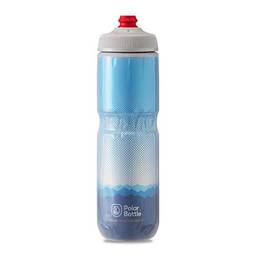 Polar Bottle Garrafa de água térmica para bicicleta Breakaway – livre de BPA, garrafa de apertar para ciclismo e esportes (azul e prata, 590 ml)