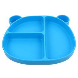 NUOBESTY Placa Dividida de Silicone para Bebê Em Forma de Urso Placa de Alimentação Infantil Portátil Antiderrapante Placa de Jantar para Bebê Com Ventosa Conjunto de Colher Garfo para