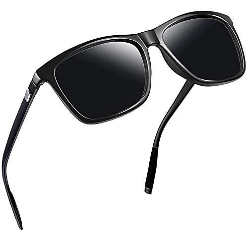 Joopin Óculos de Sol Masculinos Femininos Polarizados Quadrado Óculos de Sol Esportivos para Dirigir UV Proteção (Alumínio Preto)