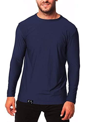 Camiseta UV Protection Masculina UV50+ Tecido Ice Dry Fit Secagem Rápida GG Azul Marinho