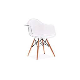 Cadeira Charles Eames Wood - Com Braço - Policarbonato Transparente