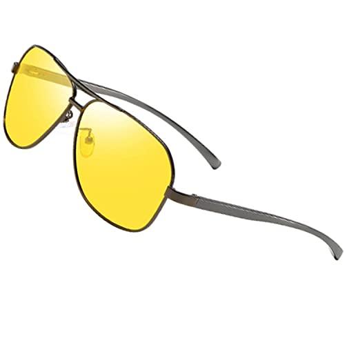 Óculos de Sol Masculino Polarizados Joopin Grande Armação Retangular Metal Leve Dirigindo Óculos de Sol para Homens, Proteção UV400 (Lentes de Visão Noturna)
