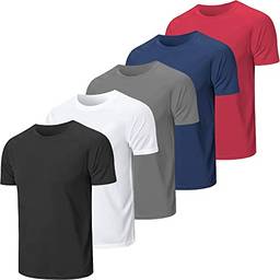 Kit 5 Camisetas 100% Poliéster Novastreet Cor:Branco/Preto/Cinza/Bordô/Azul;Tamanho:M