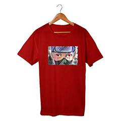 Camiseta Unissex Naruto Kakashi Sharingan Anime Geek 100% Algodão (Bordô, P)