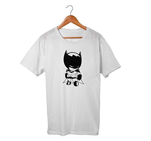 Camiseta Unissex Batman Desenho DC Comics Geek Nerd 100% Algodão (Branco, G)