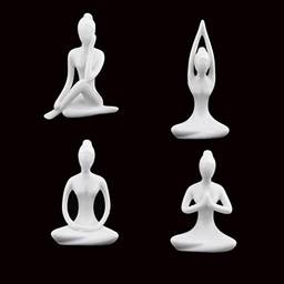 homozy 4 Peças Yoga Pose Figure Sala de Meditação Estátua Ornamento de Estúdio