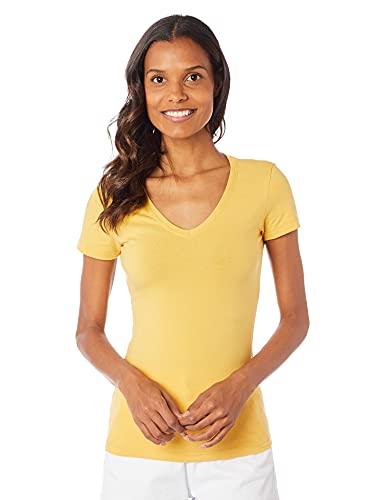 Camiseta básica decote V, Hering, Feminino, Amarelo Medio, XG