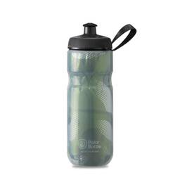 Polar Bottle Garrafa de água térmica esportiva - livre de BPA, garrafa esportiva com alça (Contender - Oliva e prata, 590 ml)