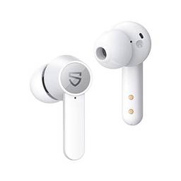 SOUNDPEATS Q Fones de ouvido sem fio Bluetooth 5.0 in-Ear com 4-Microfone Driver de 10 mm Touch Control, Total de 21 horas Tempo de reprodução USB-C Charge (Branco)