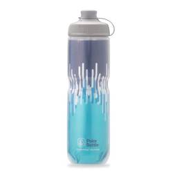 Polar Bottle Garrafa de água térmica Breakaway Muck Mountain Bike – livre de BPA, garrafa de compressão para ciclismo e esportes com capa contra poeira (zíper – azul ardósia e turquesa, 680 g)