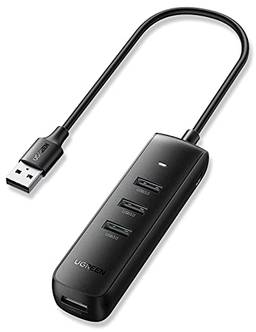 UGREEN Hub USB, adaptador USB 3.0 alimentado por 4 portas divisor USB para PC Laptop iMac Surface Pro XPS PS4 PS5 Xbox One, Flash Drive, HDD móvel e mais (0,23 m)