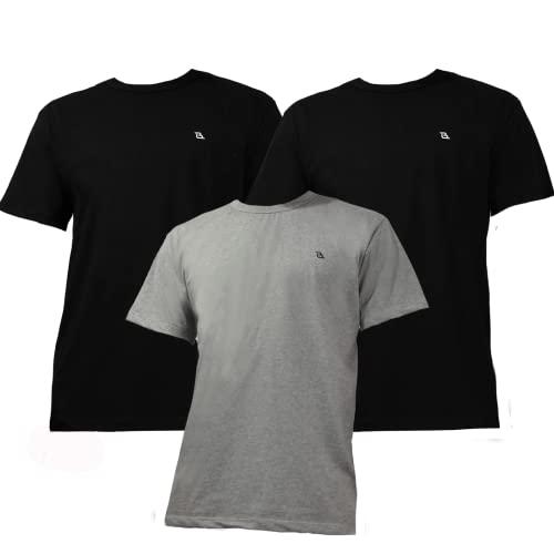 Kit 3 Camisetas Masculina Básica Casual Treino Academia Esportes PRETO-PRETO-CINZA GG