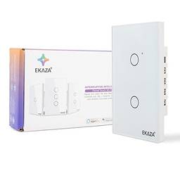 EKAZA Interruptor Inteligente, Touch, Wifi+BTE, 2 botões, Branco, Compativel com Google home e Alexa -T207-2W