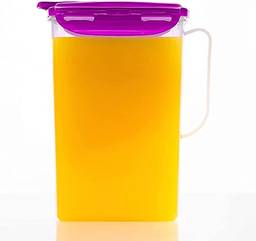 LOCK & LOCK Jarra de água para porta de geladeira Aqua com alça, jarra de plástico livre de BPA com tampa flip, perfeita para fazer chás e sucos, 2 litros, roxo