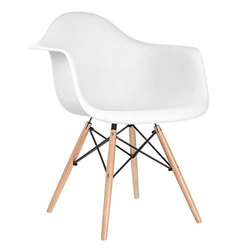 Cadeira Eames Daw - Branco - Madeira clara