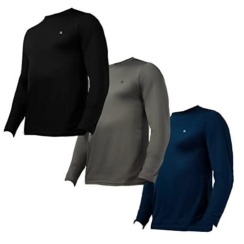 Kit 3 Blusa Masculina Termica Plus Size Proteção Uv 50+ (preto-cinza-Azul, G6)