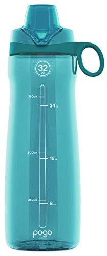 Pogo Garrafa de água de plástico livre de BPA com tampa Chug, 947 g, Blue Atoll