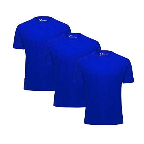 KIT 3 Camiseta Básica Masculina Anti Bolinhas Azul Royal (GG)