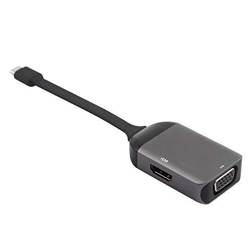 Adaptador USB-C (tipo C) para HDMI e VGA, compatível com o padrão 4K 60Hz, Cinza Escuro, UCA09, Geonav