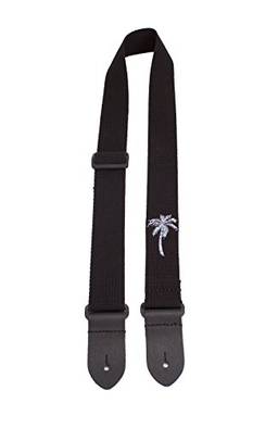 Ukulele Strap Couros Algodão de Perri Com bordado Palmeira, 1,5" polegadas de largura, comprimento ajustável 23” para 38” polegadas, Preto