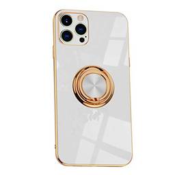 SHUNDA Capa para iPhone 12 Pro Max, capa ultrafina de silicone macio TPU com absorção de choque, capa com suporte magnético para iPhone 12 Pro Max de 6,5 polegadas - branca