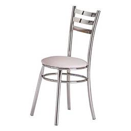 Cadeira para Cozinha Assento Estofado 404 Unimóvel Cromado/Branco