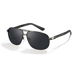 Cyxus Óculos de Sol para Masculino, Aviador Oculos de Sol Homens Lentes Polarizadas Protegem UV Antirreflexo para Atividades Ao Ar Livre (0-Lente preta com armação de metal fosco)