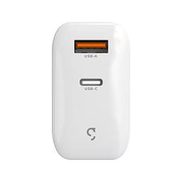 Geonav Carregador Universal SuperPower GaN Duo, 48W, 1 X USB-A e 1 X USB-C - tecnologias Quick Charge, Power Delivery, PPS**, CH48PDQCWT, Branco