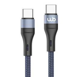 WB Cabo USB-C e USB-C 1 metro 60W azul marinho nylon trançado compatível com Apple e Andoid