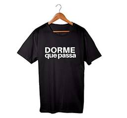 Camiseta Unissex Dorme Que Passa Frases Engraçadas Humor 100% Algodão (Preto, M)