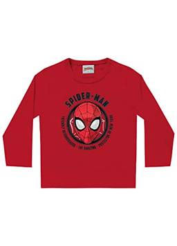 Camiseta Manga Longa em Meia Malha Spider-Man, Meninos, Fakini, Vermelho, 3